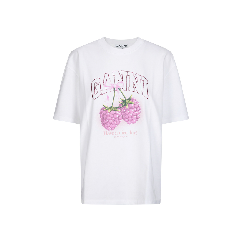 26SS 라즈베리 프린트 티셔츠 브라이트화이트 A1050140 151