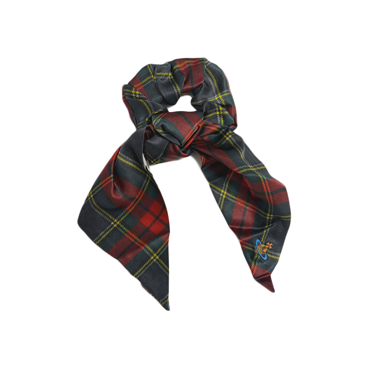 ◆당일◆26SS ORB 자수 로고 타탄 프린티드 스크런치 라지 멀티컬러 8102001G W01BF M411