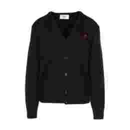 ◆당일◆25FW 스몰 하트 로고 브이넥 가디건 블랙 HKC361 001 009