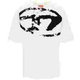 ◆당일◆25SS T-BOXT-N14 벨벳 로고 티셔츠 화이트/블랙 A13049 0DQAU 141A