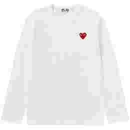 ◆당일◆25FW 레드 하트 와펜 롱슬리브 티셔츠 화이트 AX-T118-051-2