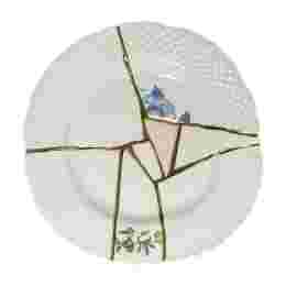 ◆당일◆킨츠기 KINTSUGI 크랙 디너 플레이트 03 27.5CM 화이트/골드 09613