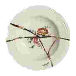 ◆당일◆킨츠기 KINTSUGI 크랙 수프 플레이트 02 22CM 화이트/골드 09622
