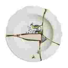 ◆당일◆킨츠기 KINTSUGI 크랙 수프 플레이트 01 22CM 화이트/골드 09621