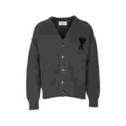 ◆당일◆25FW 하트 로고 울 가디건 다크그레이/블랙 UKC367 018 0504