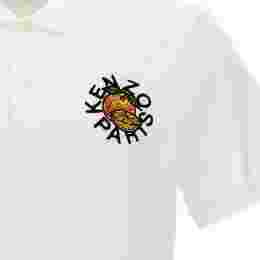 ◆당일◆24SS 오렌지 로고 자수 티셔츠 화이트 5PO535 4PU 02