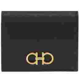 ◆당일◆25FW 금장 더블 간치니 컴팩트 반지갑 블랙 22-D780 0726512