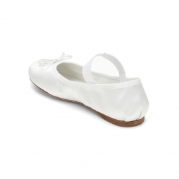 ◆당일◆25FW 로고 스트랩 발레리나 새틴 플랫 슈즈 화이트 5F794D QU6 F0009