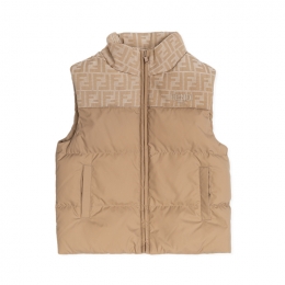◆키즈◆키즈 FF 로고 자수 패딩 조끼 베이지 JUA266 AS56 F1P2N