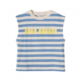 키즈 로고 프린트 모던 스트라이프 민소매 티셔츠 오프화이트 B126AC140 199