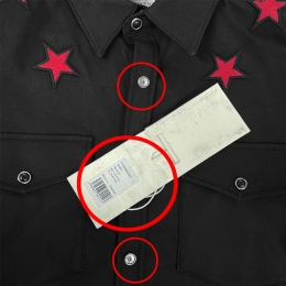 ◆하자◆엠브로드 레드 스타 자수 셔츠 블랙 17S0908463 001