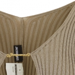 ◆당일◆24FW 골드 로고 골지 마이크로 가디건 다크베이지 213KN108 2190 180