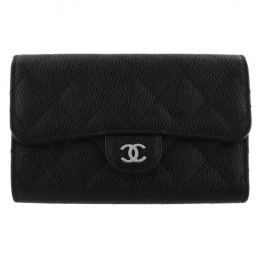 ◆당일◆은장 로고 클래식 캐비어 플랩 투톤 중지갑 블랙/브라운 AP0232 Y01588 C3906