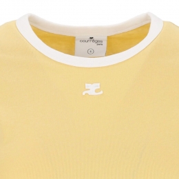 ◆당일◆24FW 로고 자수 패치 콘트라스트 티셔츠 옐로우 223JTS017JS0070 B105