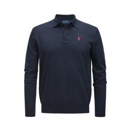 26SS 포니 자수 폴로 코튼 니트 블루 710P04446 001