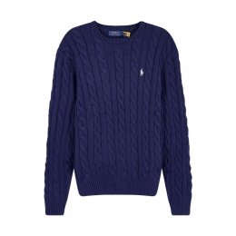 26SS 포니 자수 케이블 니트 블루 710775885 536