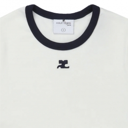 ◆당일◆25SS 로고 자수 콘트라스트 티셔츠 헤리티지화이트 125JTS017JS0203 0083