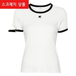 ◆스크래치◆로고 자수 버클 콘트라스트 티셔츠 화이트 124JTS117JS0070 0098