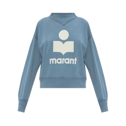 ◆당일◆25FW 모비 MOBY 벨벳 로고 맨투맨 슬레이트블루/에쿠르 SW0003FA C3M07E SBEC