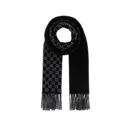 ◆당일◆26SS GG 자카드 투톤 울 머플러 블랙/그레이 852038 4GAKX 1063