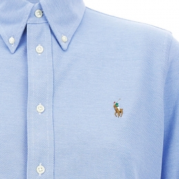 ◆당일◆24FW 포니 자수 코튼 셔츠 블루 211664427 001