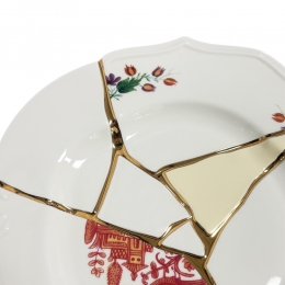 ◆당일◆킨츠기 KINTSUGI 크랙 디너 플레이트 01 27.5CM 화이트/골드 09611