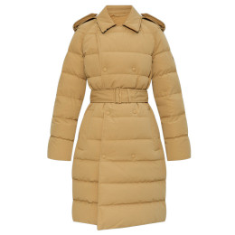 ◆당일◆24FW 로고 패치 더블 브레스트 벨티드 롱 패딩자켓 샌드 8097986