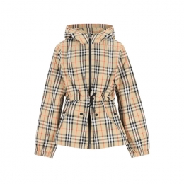 ◆키즈◆키즈 브리오니 드로스트링 체크 후드 자켓 샌드 8117893