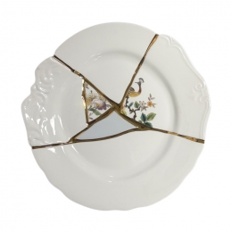 ◆당일◆킨츠기 KINTSUGI 크랙 디너 플레이트 02 27.5CM 화이트/골드 09612