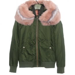 ◆12주년◆핑크 폭스퍼 숏 야상 자켓 카키 172BB054 C3583