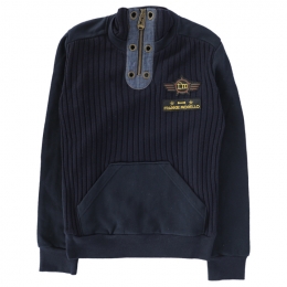 ◆12주년◆로고 터틀넥 골지 맨투맨 네이비 E031 4065 6689