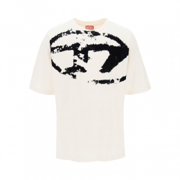 26SS T-BOXT-N14 벨벳 로고 티셔츠 화이트/블랙 A13049 0DQAU 141A