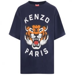 ◆당일◆24SS 럭키 타이거 로고 프린팅 오버핏 티셔츠 다크네이비 8TS006 4SG 77