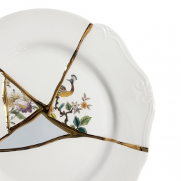 ◆당일◆킨츠기 KINTSUGI 크랙 디너 플레이트 02 27.5CM 화이트/골드 09612