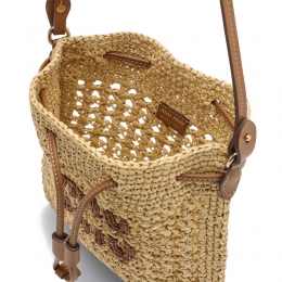 ◆당일◆25FW 로고 라피아 미니 우븐 버킷백 네추럴 5ND016 2DO1 F0A5T