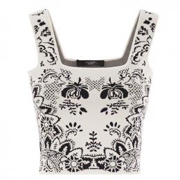 ◆당일◆25SS PILADE 필라데 올오버 패턴 탑 나시 아이보리/블랙 2515361022 016