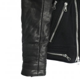 ◆14주년◆레더 슬리브 바이커자켓 블랙 W5HJ263 D137C 176