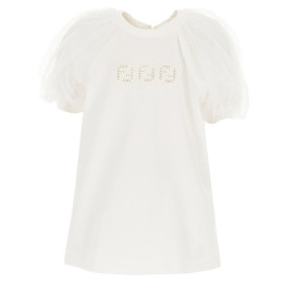 ◆키즈◆23SS 여성 로고 러플 티셔츠 화이트 JFI231 AEY6 F0ZNM