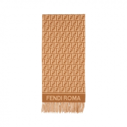 ◆당일◆25FW FF 자카드 캐시미어 머플러 브라운 FXT113 AQCW F0QB8