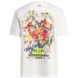 ◆당일◆25SS 화이트 야자수 그래픽 백로고 티셔츠 화이트 W251TS04 716W
