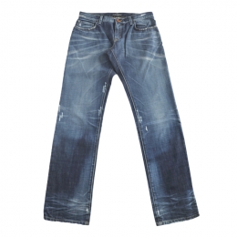 ◆14주년◆레더 플레이트 데미지 워시드 스트레이트진 인디고 G32BTP G8K97 S9001