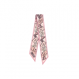 26SS 로고 실크 트윌 스키니 스카프 핑크 1FF008 2DGY F0DLD