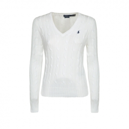 ◆당일◆25FW 포니 로고 자수 브이넥 니트 화이트 211971870 003