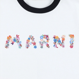 ◆키즈◆25SS 여성 플로럴 프린트 로고 티셔츠 화이트 M01428 M00HZ 0M100