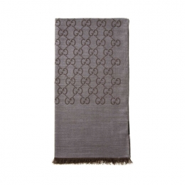 ◆당일◆25FW GG 자카드 울 실크 투톤 스카프 그레이/브라운 165904 3G646 1264