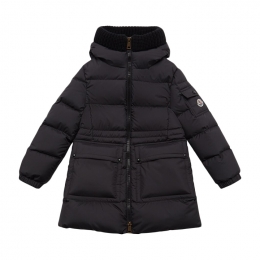 ◆키즈◆여성 이르마 IRMA 로고 패치 니트후드 패딩자켓 블랙 1C000 12 597YW 999