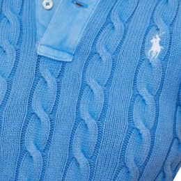 ◆당일◆25FW 포니 자수 케이블 클래식 카라 니트 블루 211943010 003