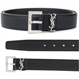 ◆당일◆25FW 모노그램 은장 로고 그레인 벨트 블랙 634440 DTI0E 1000