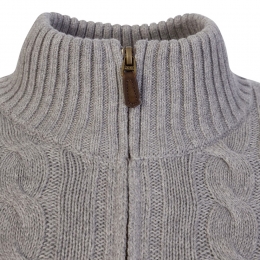 26SS 포니 자수 케이블 하프집업 니트 그레이 710810841 002