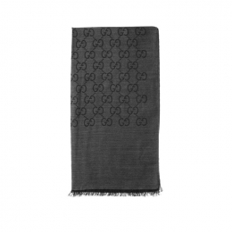 ◆당일◆25FW GG 자카드 울 실크 투톤 스카프 그레이/블랙 165904 3G646 1100